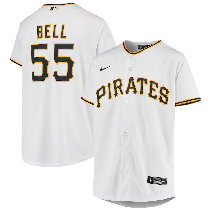 Youth Pittsburgh Pirates #55 Josh Bell Nike White Home Replica Player MLB Jerseys->youth mlb jersey->Youth Jersey